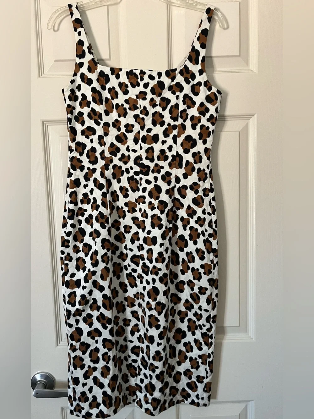 Michael Kors Collection Cotton Blend Sleeveless Leopard Sheath Dress From Italy
